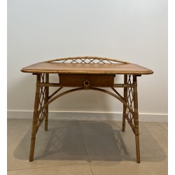 Modernist Rattan Desk by Louis Sognot, French Work, circa 1950
