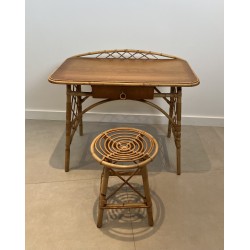 Modernist Rattan Desk by Louis Sognot, French Work, circa 1950