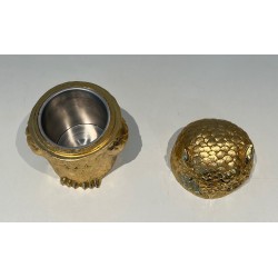 Gilt Metal Owl Ice Bucket by Mauro Mainetti, Italian Work, circa 1970