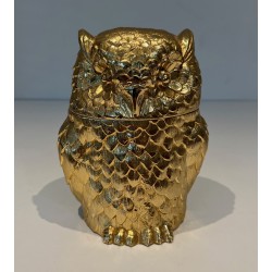 Gilt Metal Owl Ice Bucket by Mauro Mainetti, Italian Work, circa 1970