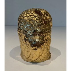 Gilt Metal Owl Ice Bucket by Mauro Mainetti, Italian Work, circa 1970