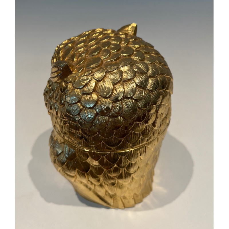 Gilt Metal Owl Ice Bucket by Mauro Mainetti, Italian Work, circa 1970