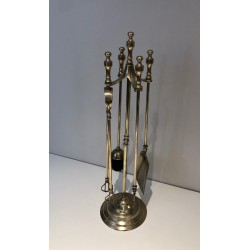 Nécessaire de Feu en Laiton de Style Néoclassique, Travail Français, vers 1970