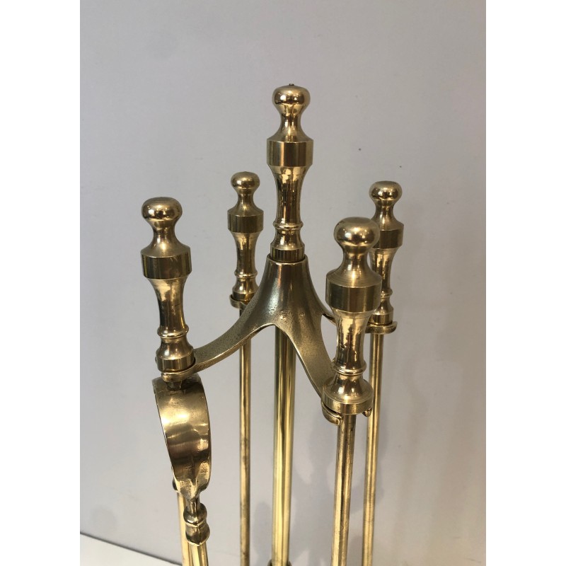 Nécessaire de Feu en Laiton de Style Néoclassique, Travail Français, vers 1970