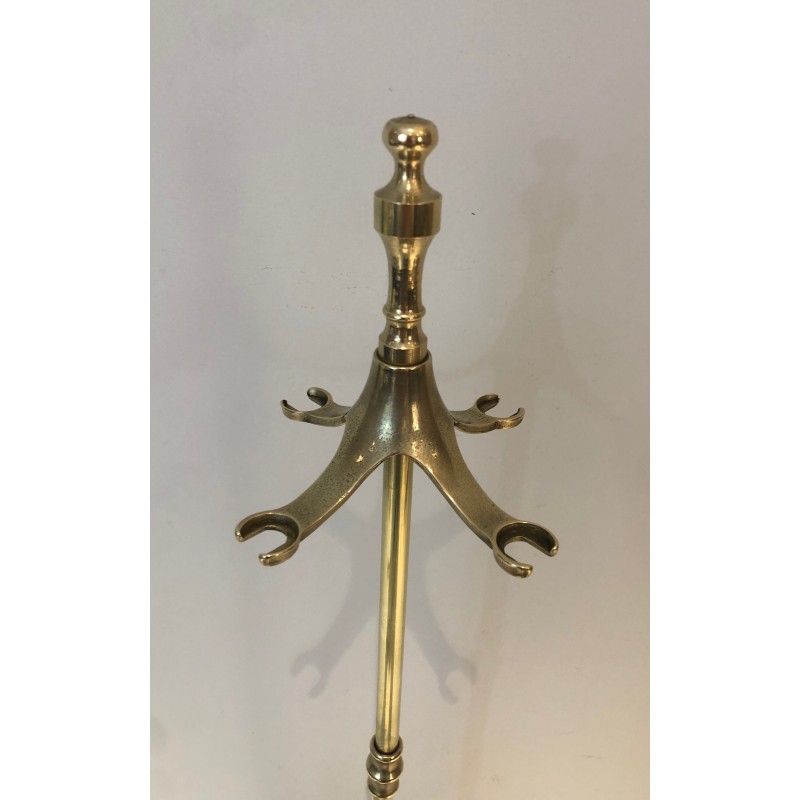 Neoclassical Style Brass Fireplace Tools, French Work, circa 1970