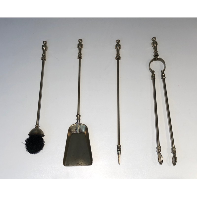 Nécessaire de Feu en Laiton de Style Néoclassique, Travail Français, vers 1970