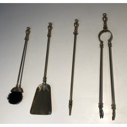 Nécessaire de Feu en Laiton de Style Néoclassique, Travail Français, vers 1970