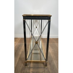 Large Neoclassical Gilt Metal, Brass and Gunmetal Console Table Attributed to Maison Jansen, circa 1970