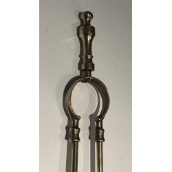 Neoclassical Style Brass Fireplace Tools, French Work, circa 1970