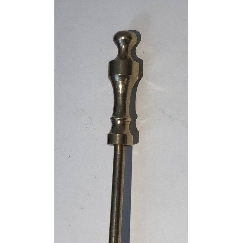 Neoclassical Style Brass Fireplace Tools, French Work, circa 1970