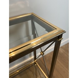 Importante Console Néoclassique en Laiton Doré et Métal Patiné Canon de Fusil, Attribuée à Maison Jansen, vers 1970