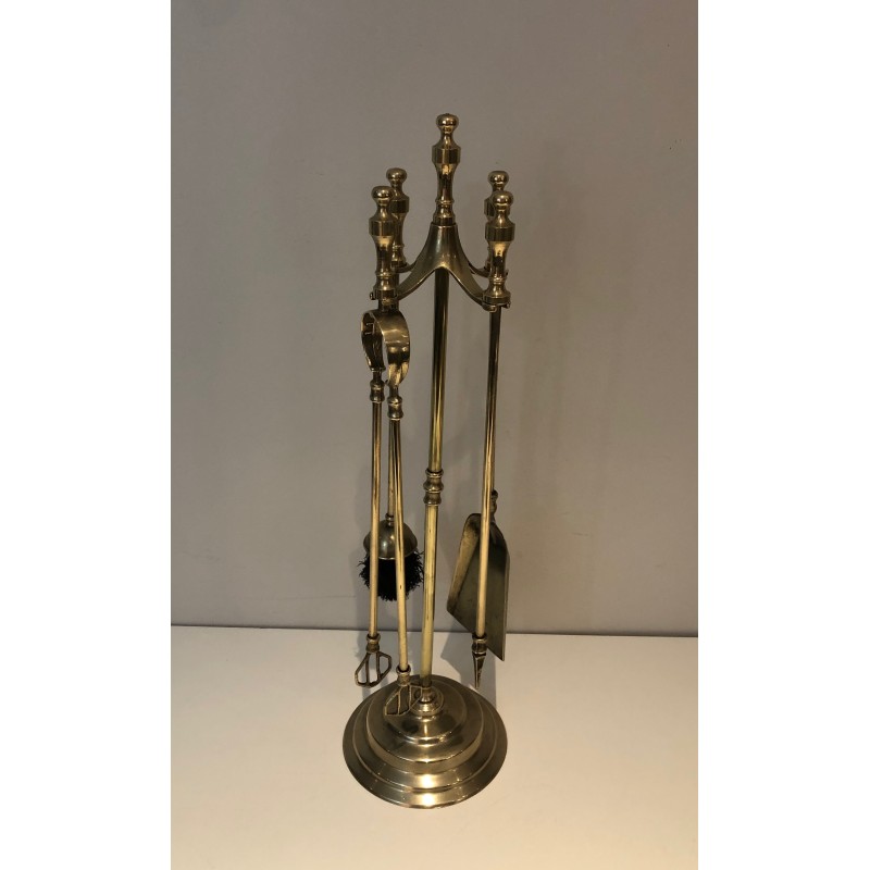 Nécessaire de Feu en Laiton de Style Néoclassique, Travail Français, vers 1970