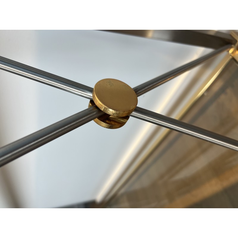 Large Neoclassical Gilt Metal, Brass and Gunmetal Console Table Attributed to Maison Jansen, circa 1970