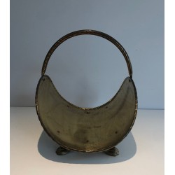 Porte-Bûches en Laiton de Style Néoclassique à Pieds Griffes, Travail Français, vers 1970