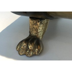 Porte-Bûches en Laiton de Style Néoclassique à Pieds Griffes, Travail Français, vers 1970