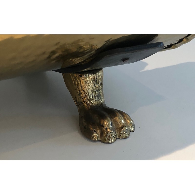 Neoclassical Style Brass Log Holder with Claw Feet, French Work, circa 1970