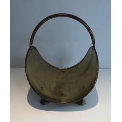 Neoclassical Style Brass Log Holder with Claw Feet, French Work, circa 1970