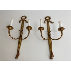 Pair of Louis the 16th Style Bronze Wall Lights