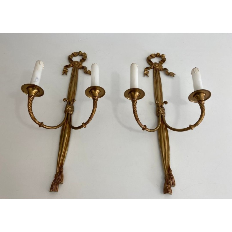 Paire d'Appliques en Bronze de Style Louis XVI