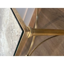 Neoclassical Brass Coffee Table with Églomisé Mirror Top by Maison Jansen, French Work, circa 1940