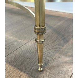 Neoclassical Brass Coffee Table with Églomisé Mirror Top by Maison Jansen, French Work, circa 1940
