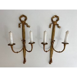 Pair of Louis the 16th Style Bronze Wall Lights