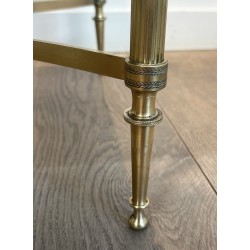 Table Basse Néoclassique en Laiton et Miroir Églomisé, Maison Jansen, Travail Français, vers 1940