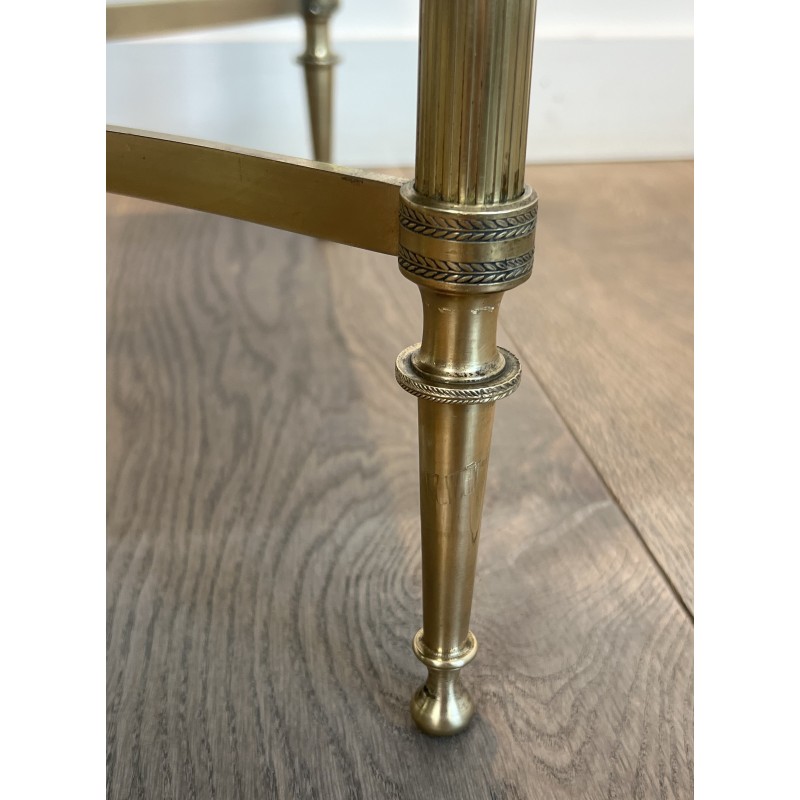 Neoclassical Brass Coffee Table with Églomisé Mirror Top by Maison Jansen, French Work, circa 1940