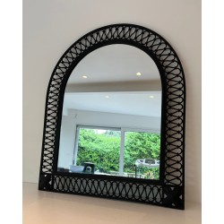 Important Miroir en Fer Forgé à Sommet Arrondi, Travail Français, vers 1940