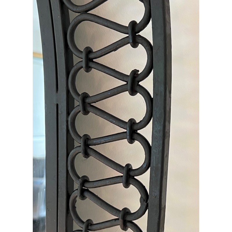 Large Rounded Top Wrought Iron Mirror, French Work, circa 1940