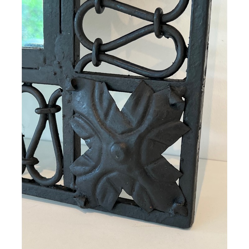 Large Rounded Top Wrought Iron Mirror, French Work, circa 1940