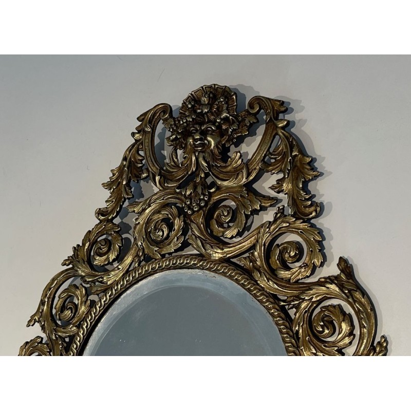 Importante Paire d'Appliques de Style Louis XIV en Bronze et Miroir 