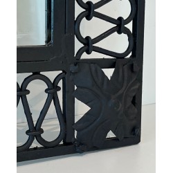 Important Miroir en Fer Forgé à Sommet Arrondi, Travail Français, vers 1940