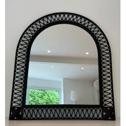 Large Rounded Top Wrought Iron Mirror, French Work, circa 1940