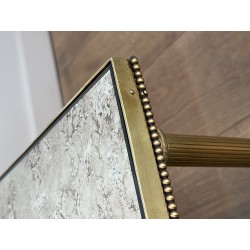 Importante Table Basse Néoclassique en Laiton et Miroir Églomisé, Maison Jansen, Travail Français, vers 1940