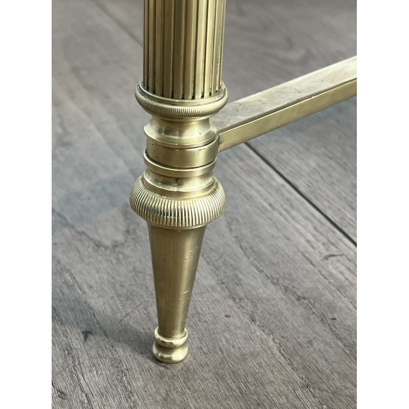 Large Neoclassical Brass Coffee Table with Églomisé Mirror Top by Maison Jansen, French Work, circa 1940