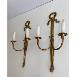 Pair of Louis the 16th Style Bronze Wall Lights