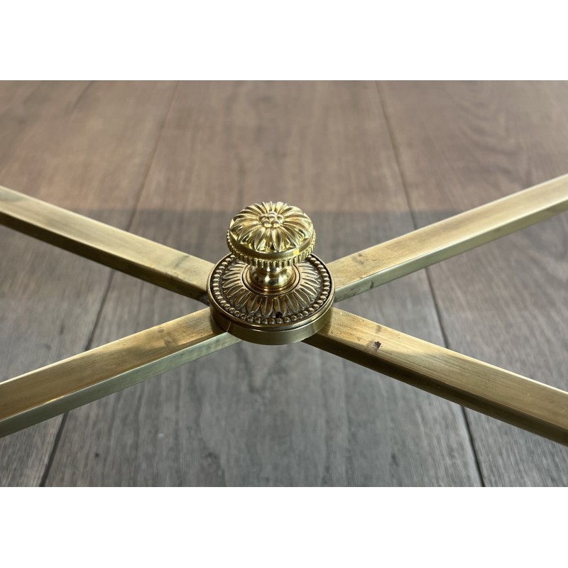 Neoclassical Brass Coffee Table with Carrara Marble Top by Maison Jansen, French Work, circa 1940