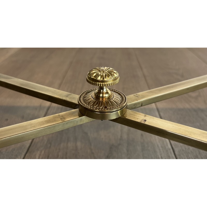 Neoclassical Brass Coffee Table with Carrara Marble Top by Maison Jansen, French Work, circa 1940