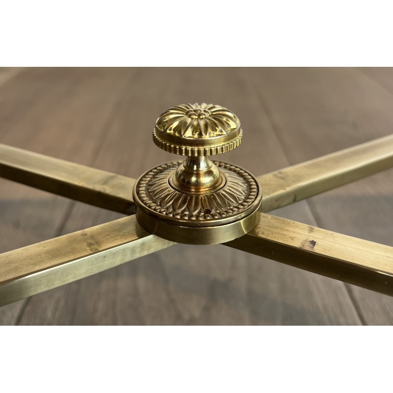 Table Basse Néoclassique en Laiton et Marbre de Carrare, Maison Jansen, Travail Français, vers 1940