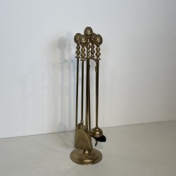 Neoclassical Brass Pine Cone Fireplace Tools in the Style of Maison Baguès, French Work, circa 1970
