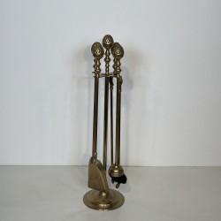 Neoclassical Brass Pine Cone Fireplace Tools in the Style of Maison Baguès, French Work, circa 1970