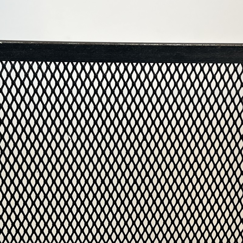 Neoclassical Steel, Brass and Mesh Fireplace Screen with Bronze Pine Cones, French Work, circa 1940