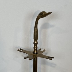 Brass Duck Head Fireplace Tools in the Style of Maison Jansen, French Work, circa 1970