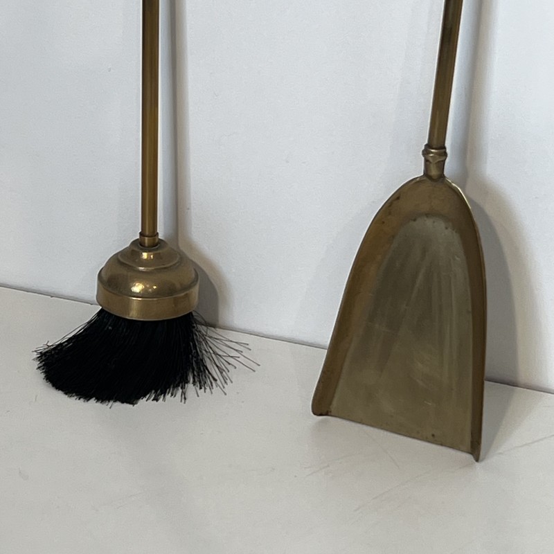 Brass Duck Head Fireplace Tools in the Style of Maison Jansen, French Work, circa 1970