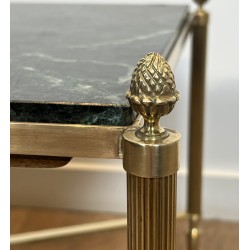 Neoclassical Brass Coffee Table with Green Marble Top by Maison Jansen, French Work, circa 1940