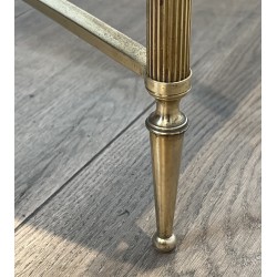 Table Basse Néoclassique en Laiton et Marbre Vert, Maison Jansen, Travail Français, vers 1940