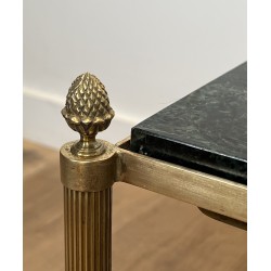 Table Basse Néoclassique en Laiton et Marbre Vert, Maison Jansen, Travail Français, vers 1940
