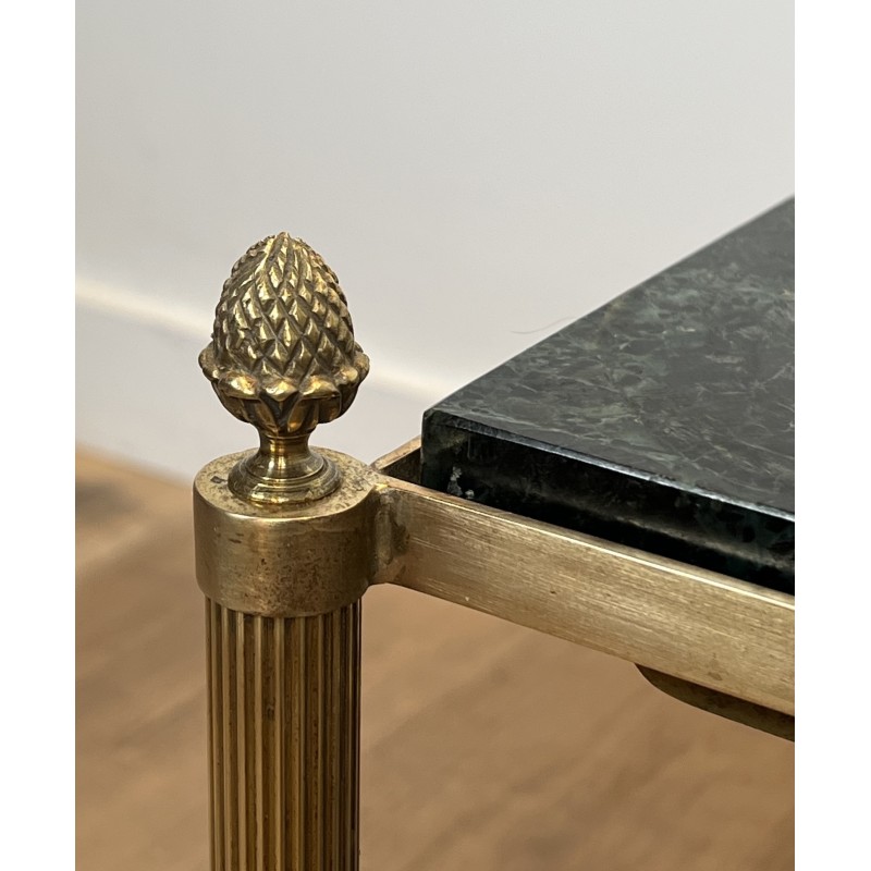 Neoclassical Brass Coffee Table with Green Marble Top by Maison Jansen, French Work, circa 1940