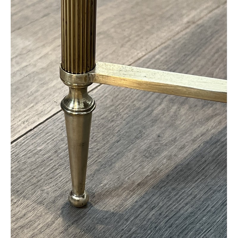 Table Basse Néoclassique en Laiton et Marbre Vert, Maison Jansen, Travail Français, vers 1940